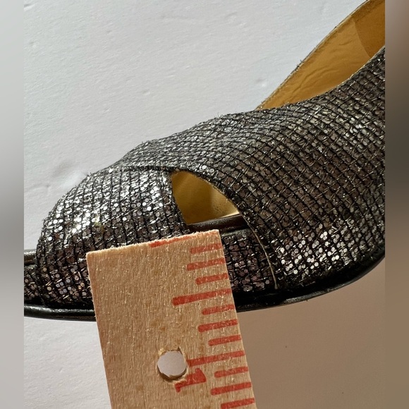 Kate Spade platform silver glitter peep toe 3" pumps sz 9 office mobwife preppy - Picture 10 of 14